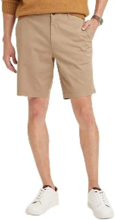 Men's 9"" Slim Fit Flat Front Chino Shorts Size 30 Khaki