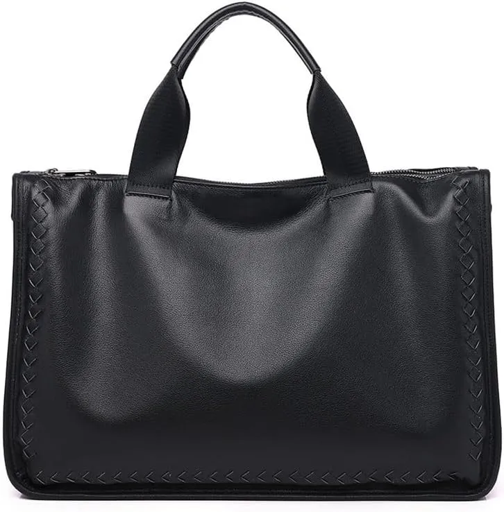 Men's Bag Business Shoulder Men's Handbag Computer Bag Briefcase Woven Crossbody Bag Men's Leather Bag