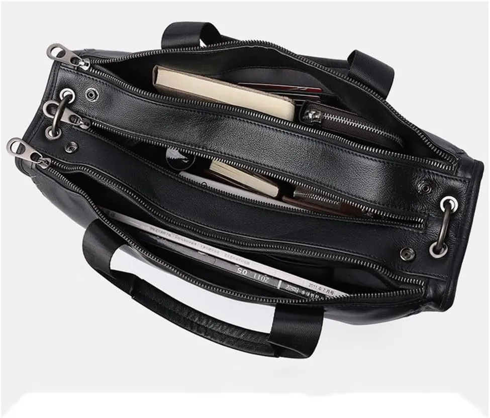 Men's Bag Business Shoulder Men's Handbag Computer Bag Briefcase Woven Crossbody Bag Men's Leather Bag