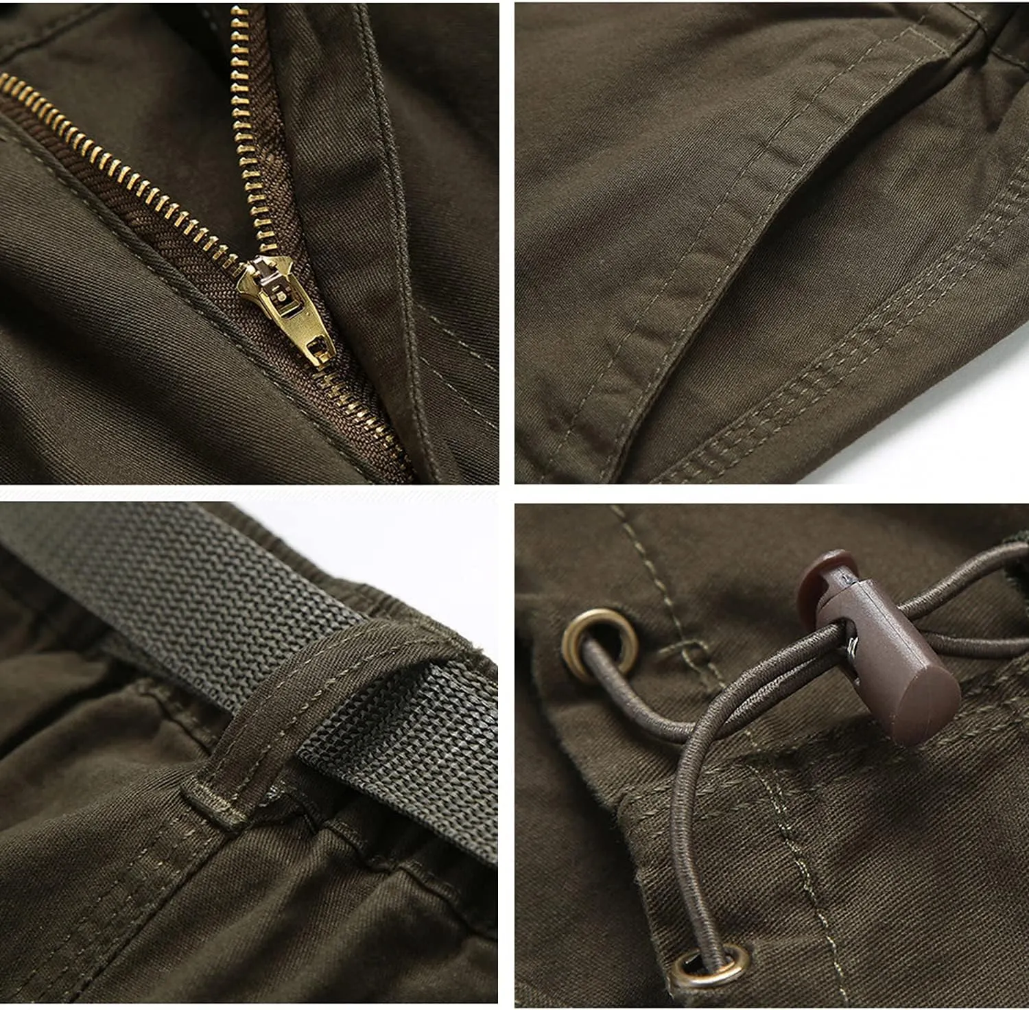 Men's Casual Cargo Shorts 16" Inseam Below Knee Multi Pocket 3/4 Capri Long Shorts Twill Relaxed Fit Pants