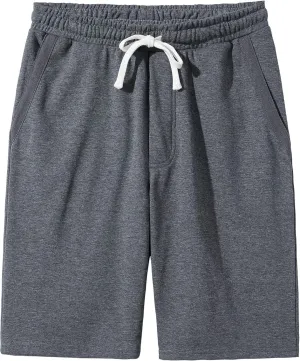 Mens Casual Cotton Knit Short Drawstring Elastic Jogger Gym Shorts
