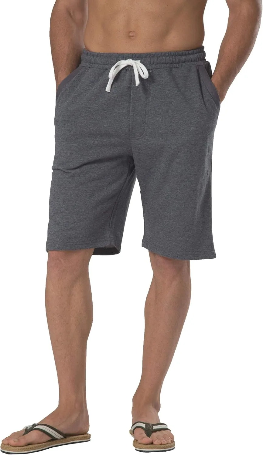 Mens Casual Cotton Knit Short Drawstring Elastic Jogger Gym Shorts