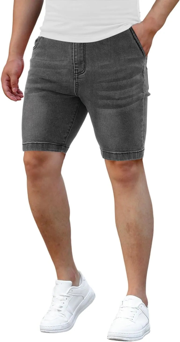 Men's Casual Slim Fit Denim Jean Shorts Skinny Stretch Summer Hot Short