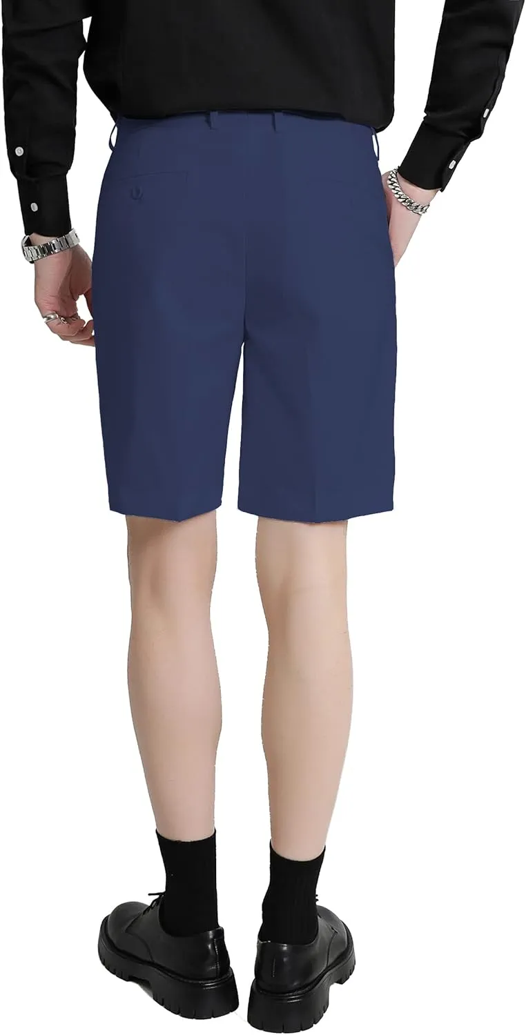 Men's Flat Front Pleat Dress Shorts for Golf, Casual and Formal Wear 9" Inseam