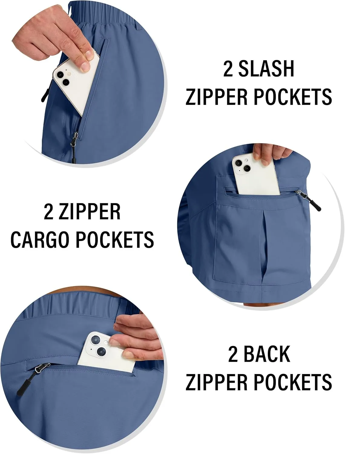 Mens Hiking Cargo Shorts with 6 Zipper Pockets 9" Quick-Dry Lightweight Short for Golf Casual Fishing