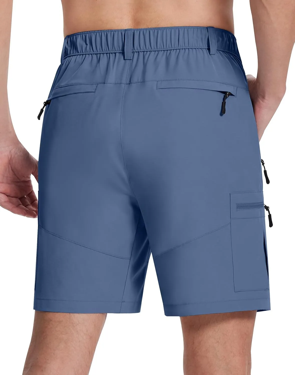 Mens Hiking Cargo Shorts with 6 Zipper Pockets 9" Quick-Dry Lightweight Short for Golf Casual Fishing