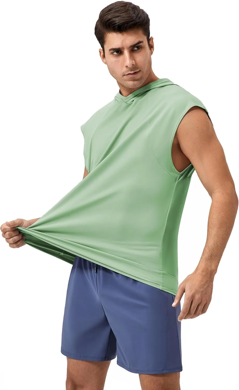 Men's Hooded Tank Tops Summer Sleeveless Workout Gym Hoodies Athletic Bodybuilding Muscle Cut Off Sports T Shirts