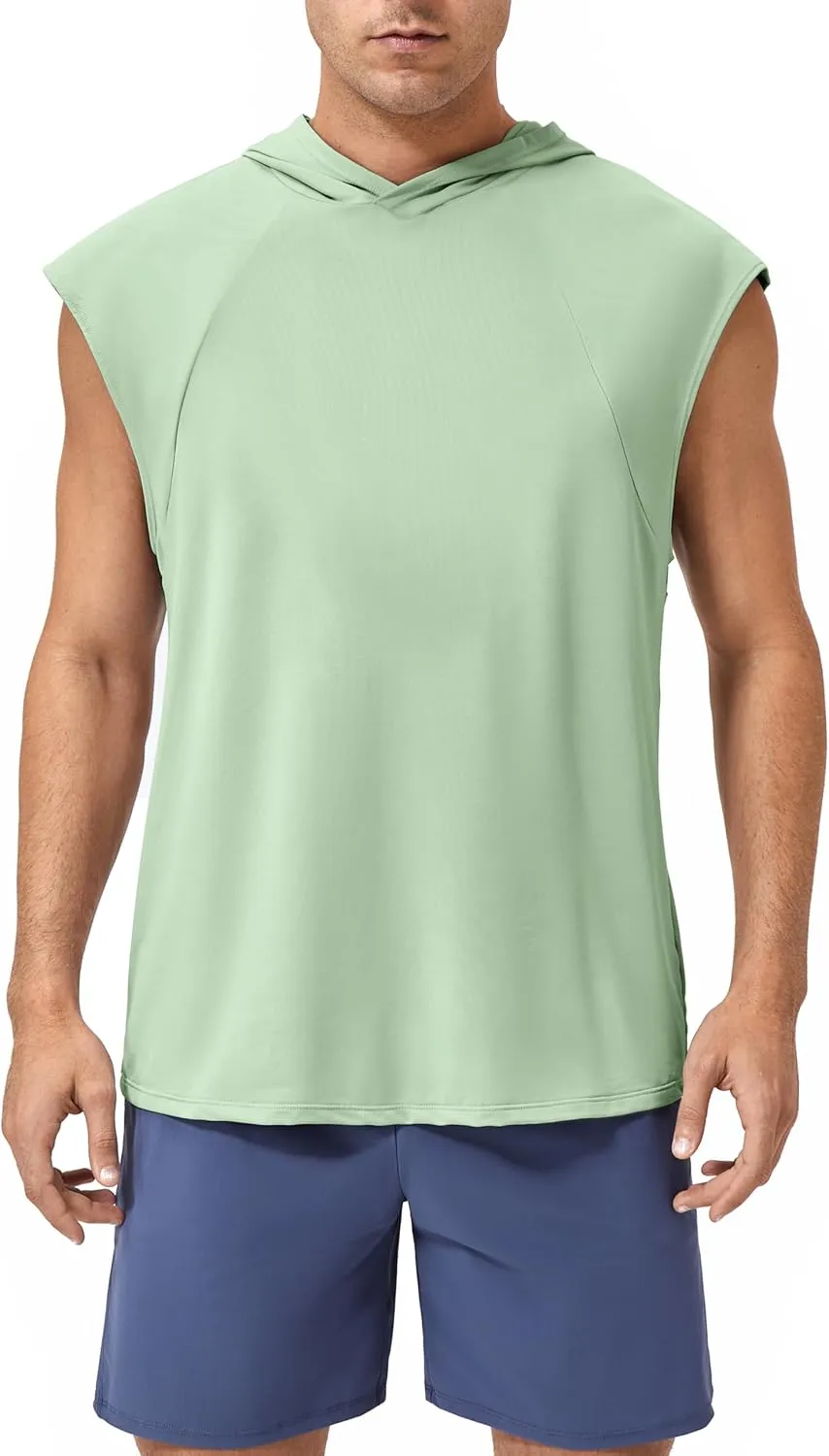 Men's Hooded Tank Tops Summer Sleeveless Workout Gym Hoodies Athletic Bodybuilding Muscle Cut Off Sports T Shirts