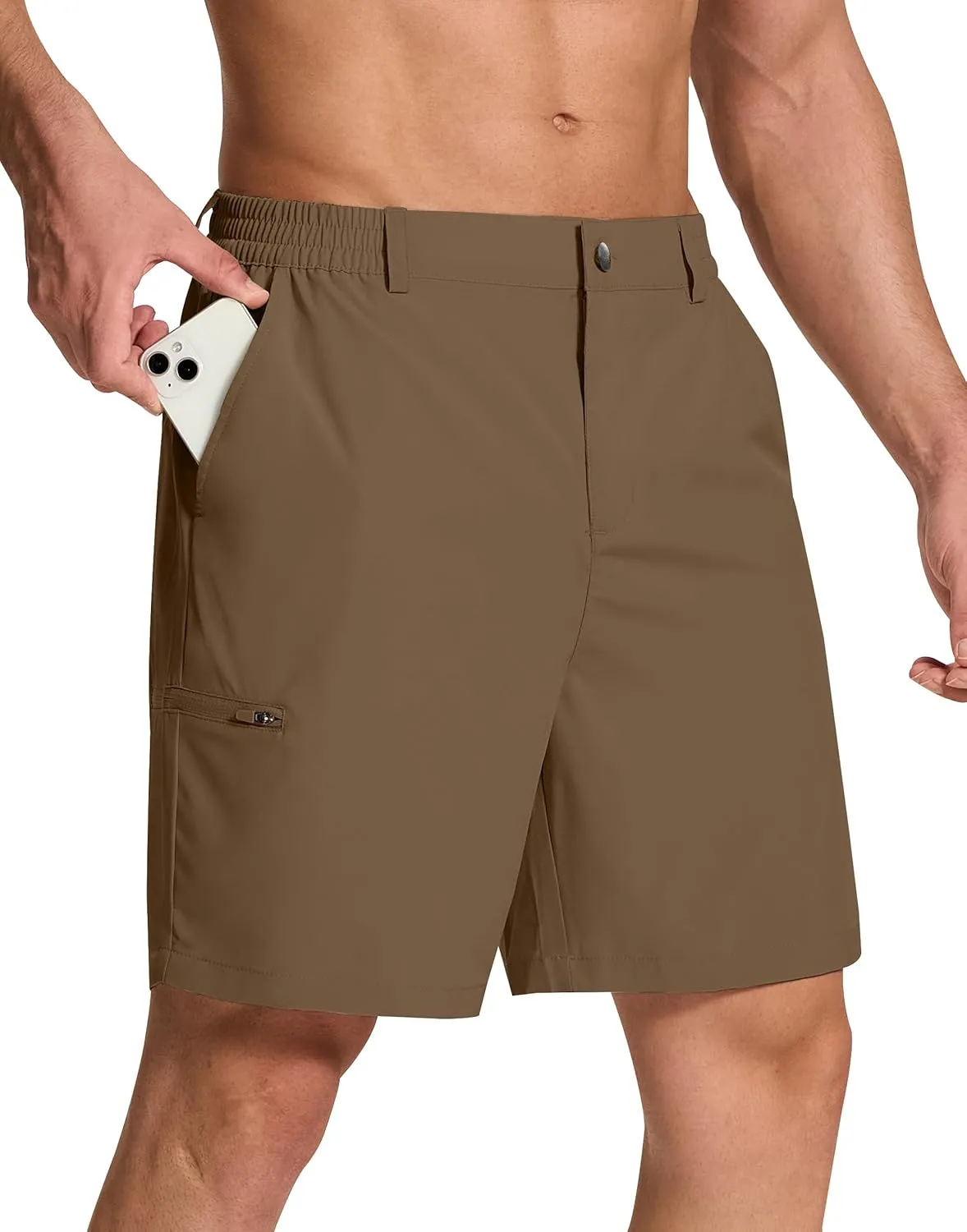 Mens Stretch Golf Shorts with 6 Pockets Dry Fit 7 Inch Inseam Lightweight Dress for Hiking Work Casual