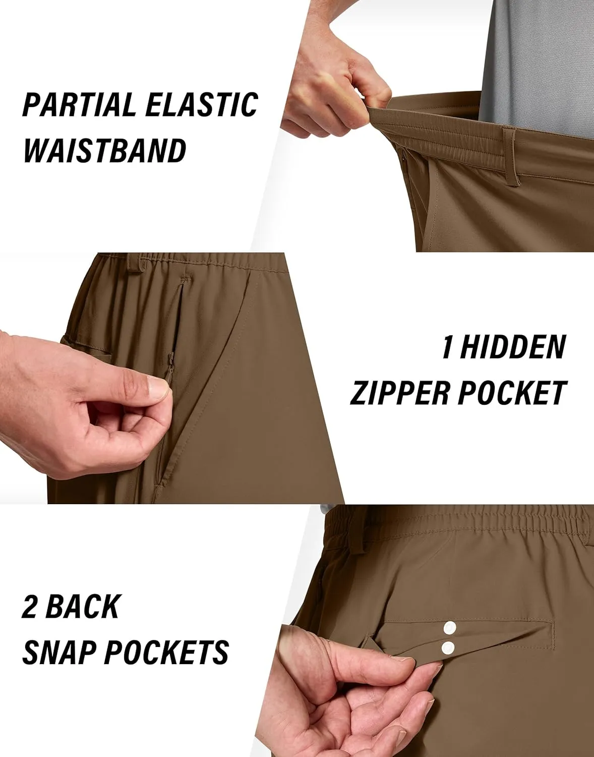 Mens Stretch Golf Shorts with 6 Pockets Dry Fit 7 Inch Inseam Lightweight Dress for Hiking Work Casual