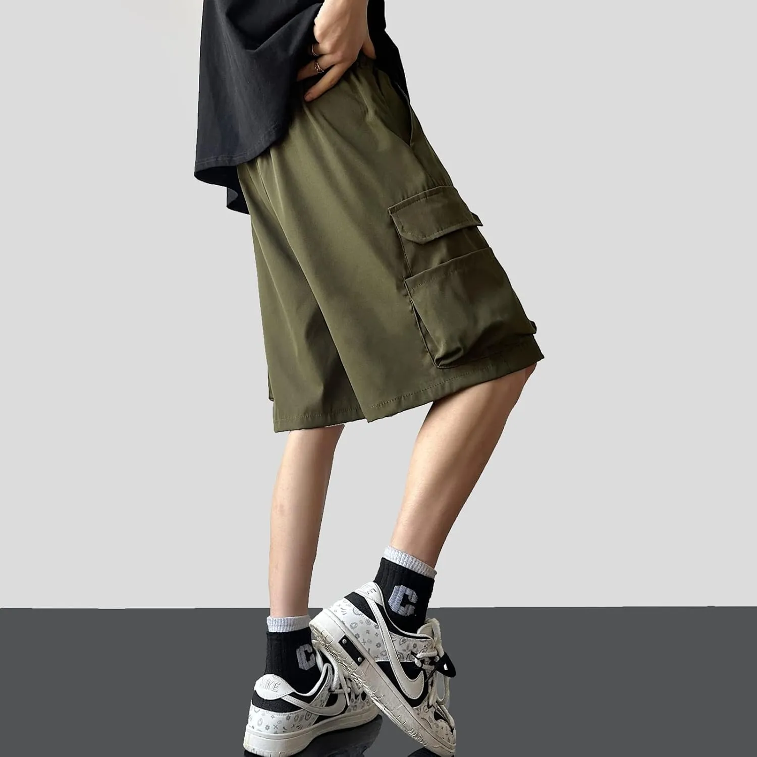 Men's Summer Outdoor Cargo Shorts Casual Hiking Baggy Relaxed Fit Lightweight Work Short Pants with Pockets