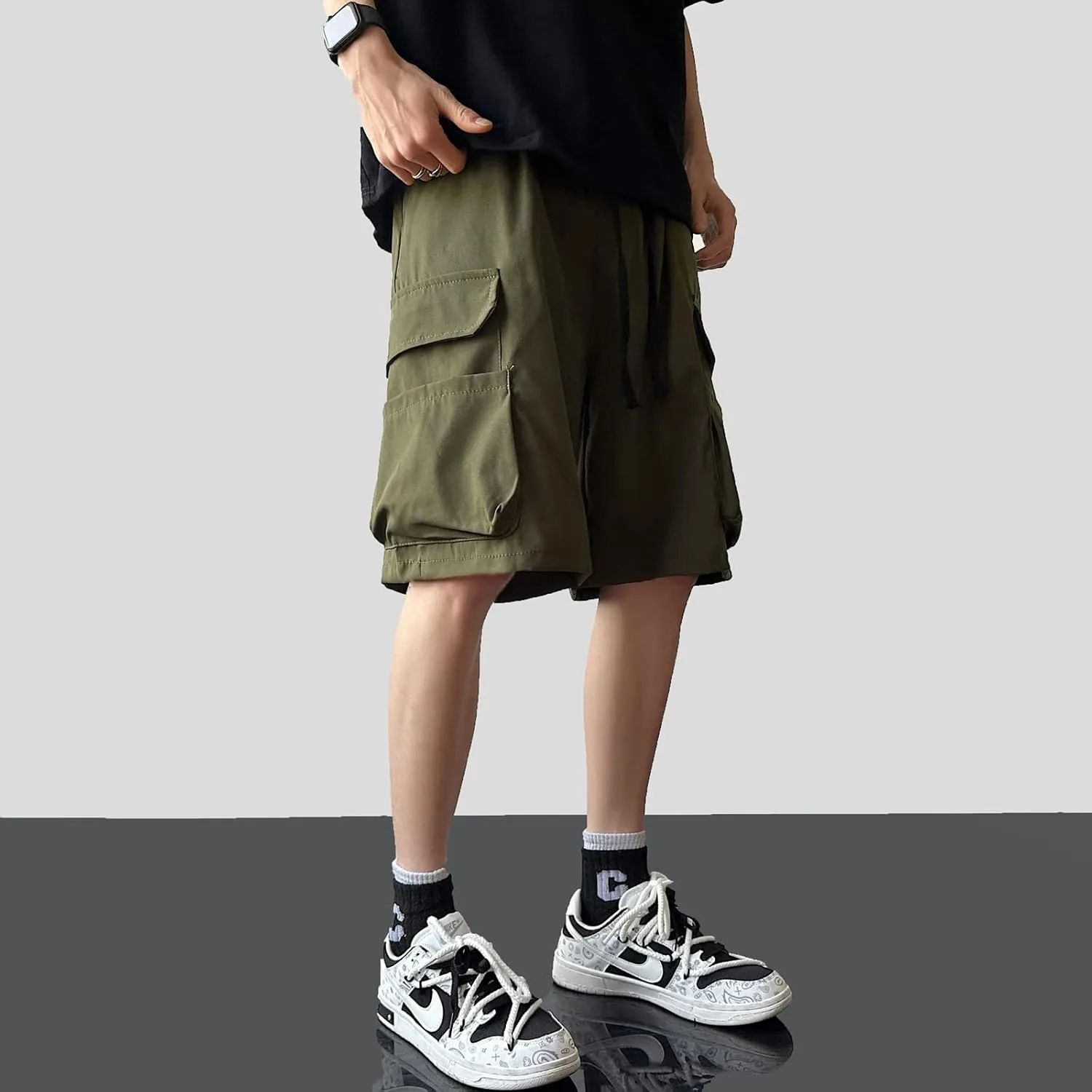 Men's Summer Outdoor Cargo Shorts Casual Hiking Baggy Relaxed Fit Lightweight Work Short Pants with Pockets