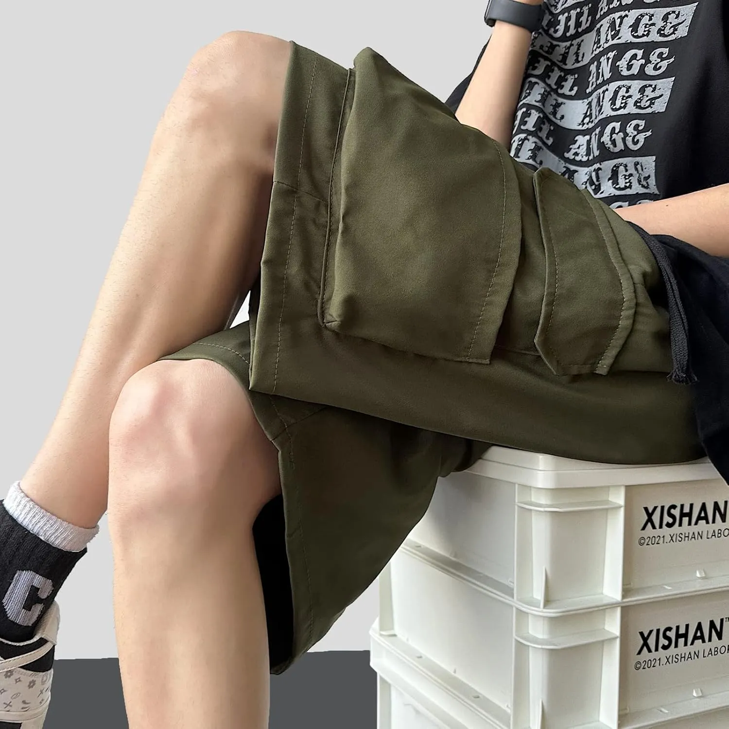 Men's Summer Outdoor Cargo Shorts Casual Hiking Baggy Relaxed Fit Lightweight Work Short Pants with Pockets