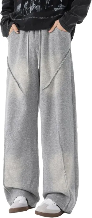Men's Teen Y2k Baggy Wide Leg Sweatpants Acid Wash Loose Drawstring Elastic Waist Track Pants with Pockets