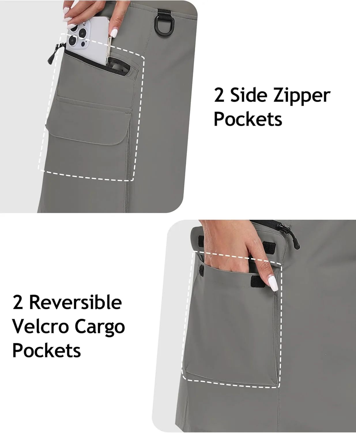 MoFiz Women's 18" Hiking Cargo Skort Athletic Skirt High Waist Golf Dressy Casual Sport Quick Dry Skirt with Zipper Pockets