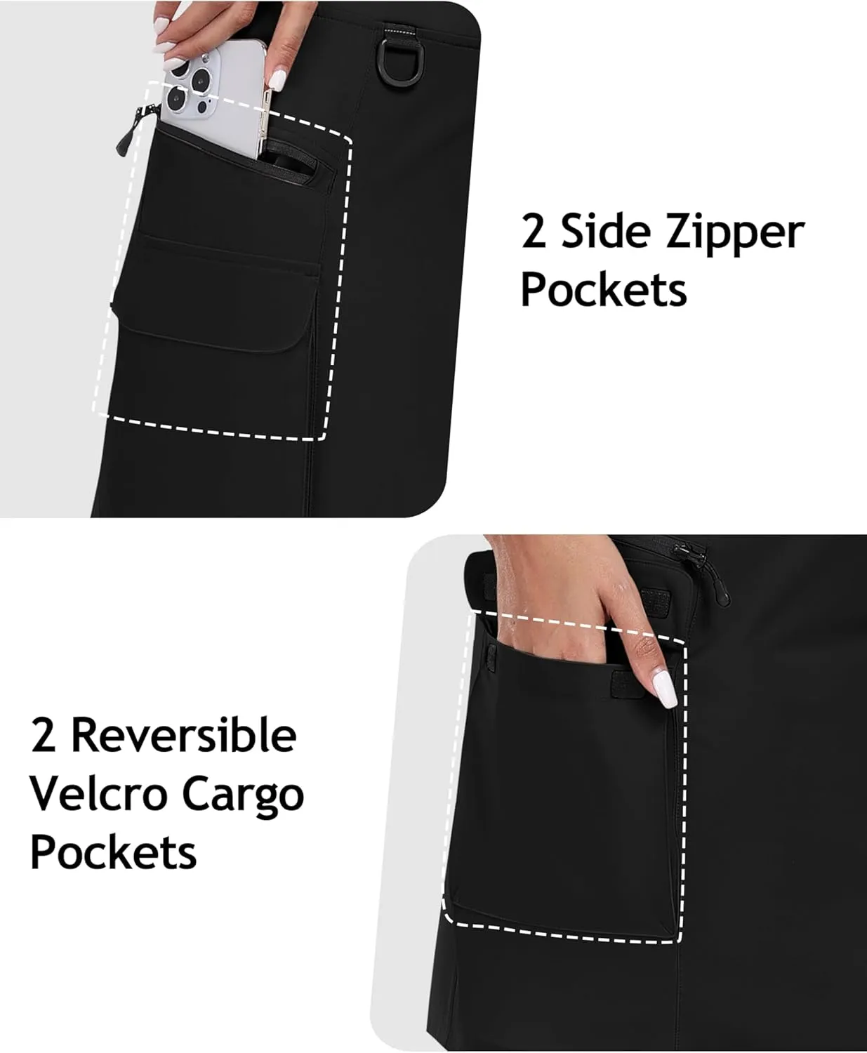 MoFiz Women's 18" Hiking Cargo Skort Athletic Skirt High Waist Golf Dressy Casual Sport Quick Dry Skirt with Zipper Pockets