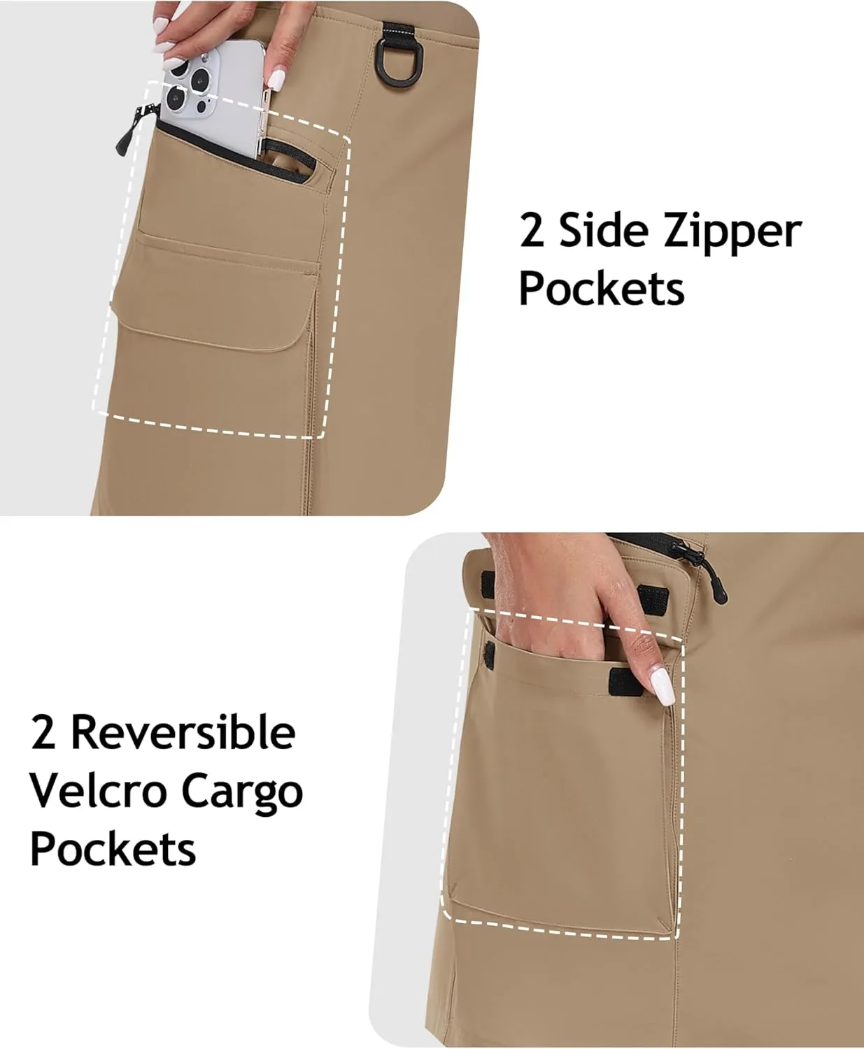 MoFiz Women's 18" Hiking Cargo Skort Athletic Skirt High Waist Golf Dressy Casual Sport Quick Dry Skirt with Zipper Pockets