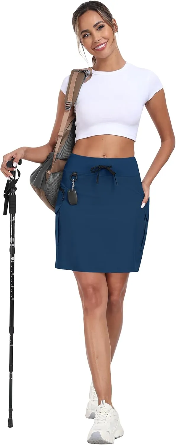 MoFiz Women's 18" Hiking Cargo Skort Athletic Skirt High Waist Golf Dressy Casual Sport Quick Dry Skirt with Zipper Pockets