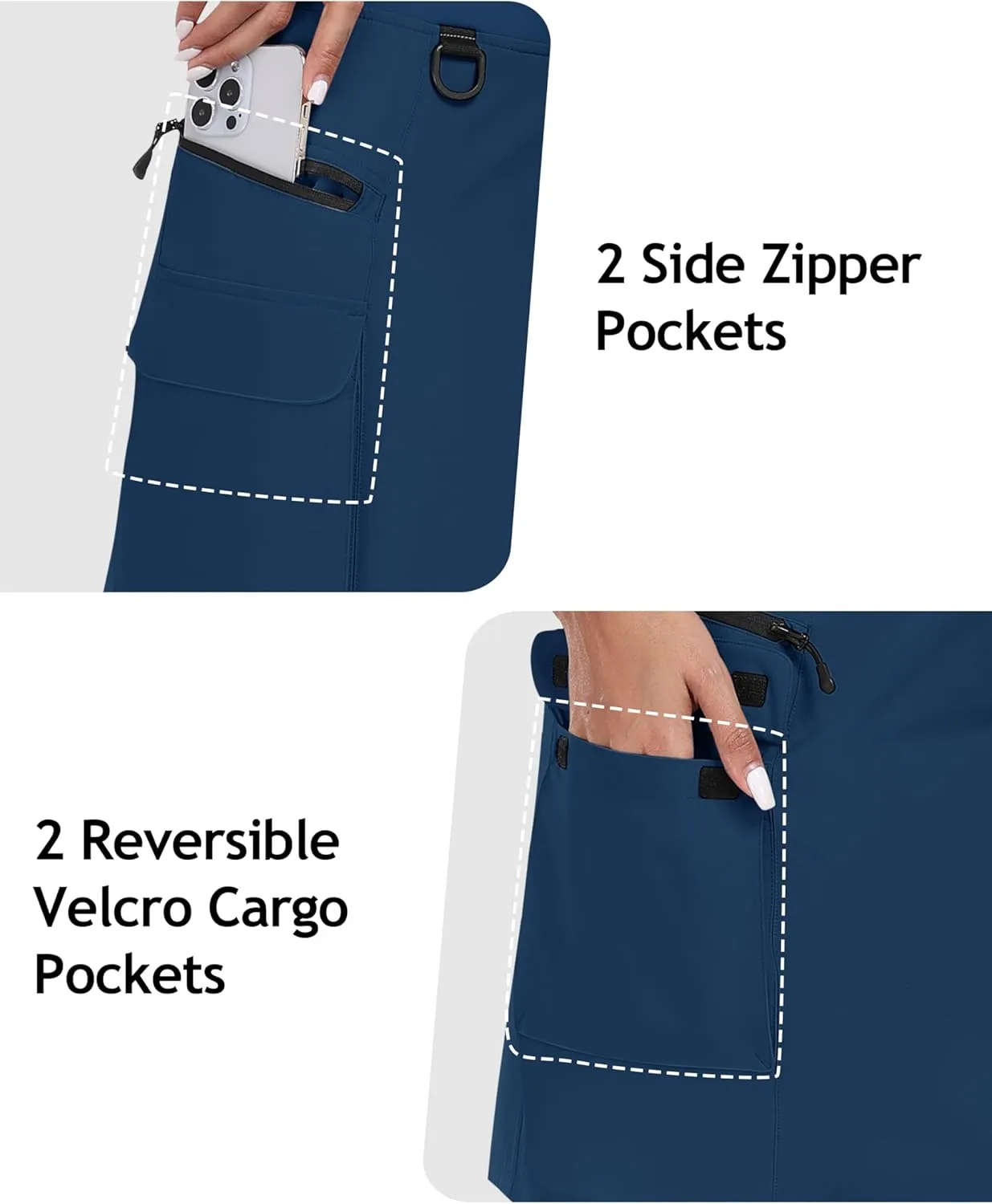 MoFiz Women's 18" Hiking Cargo Skort Athletic Skirt High Waist Golf Dressy Casual Sport Quick Dry Skirt with Zipper Pockets