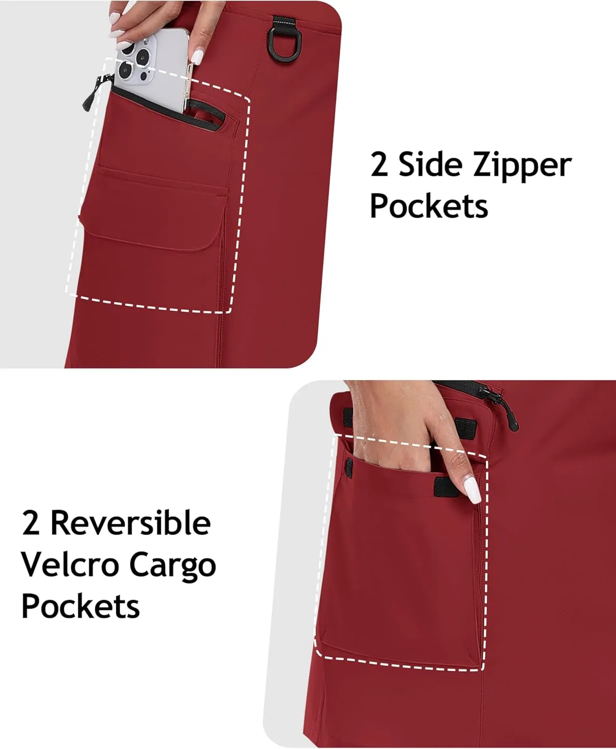 MoFiz Women's 18" Hiking Cargo Skort Athletic Skirt High Waist Golf Dressy Casual Sport Quick Dry Skirt with Zipper Pockets