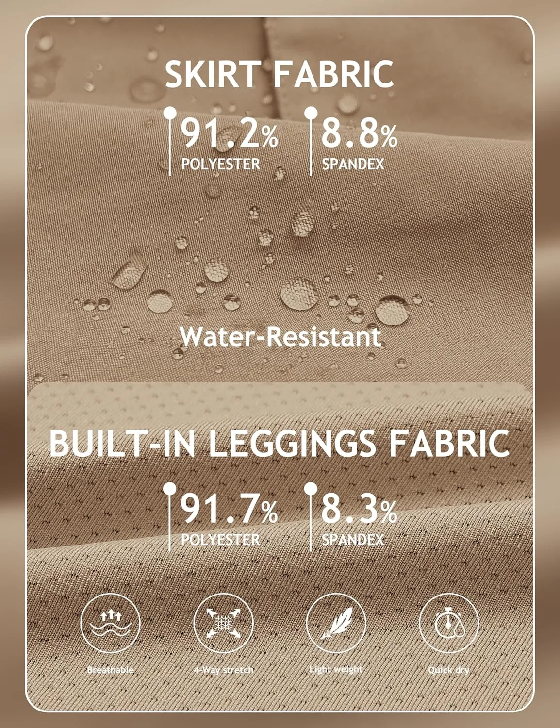 MoFiz Women's 18" Hiking Cargo Skort Athletic Skirt High Waist Golf Dressy Casual Sport Quick Dry Skirt with Zipper Pockets