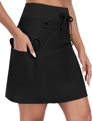 MoFiz Women's 18" Hiking Cargo Skort Athletic Skirt High Waist Golf Dressy Casual Sport Quick Dry Skirt with Zipper Pockets