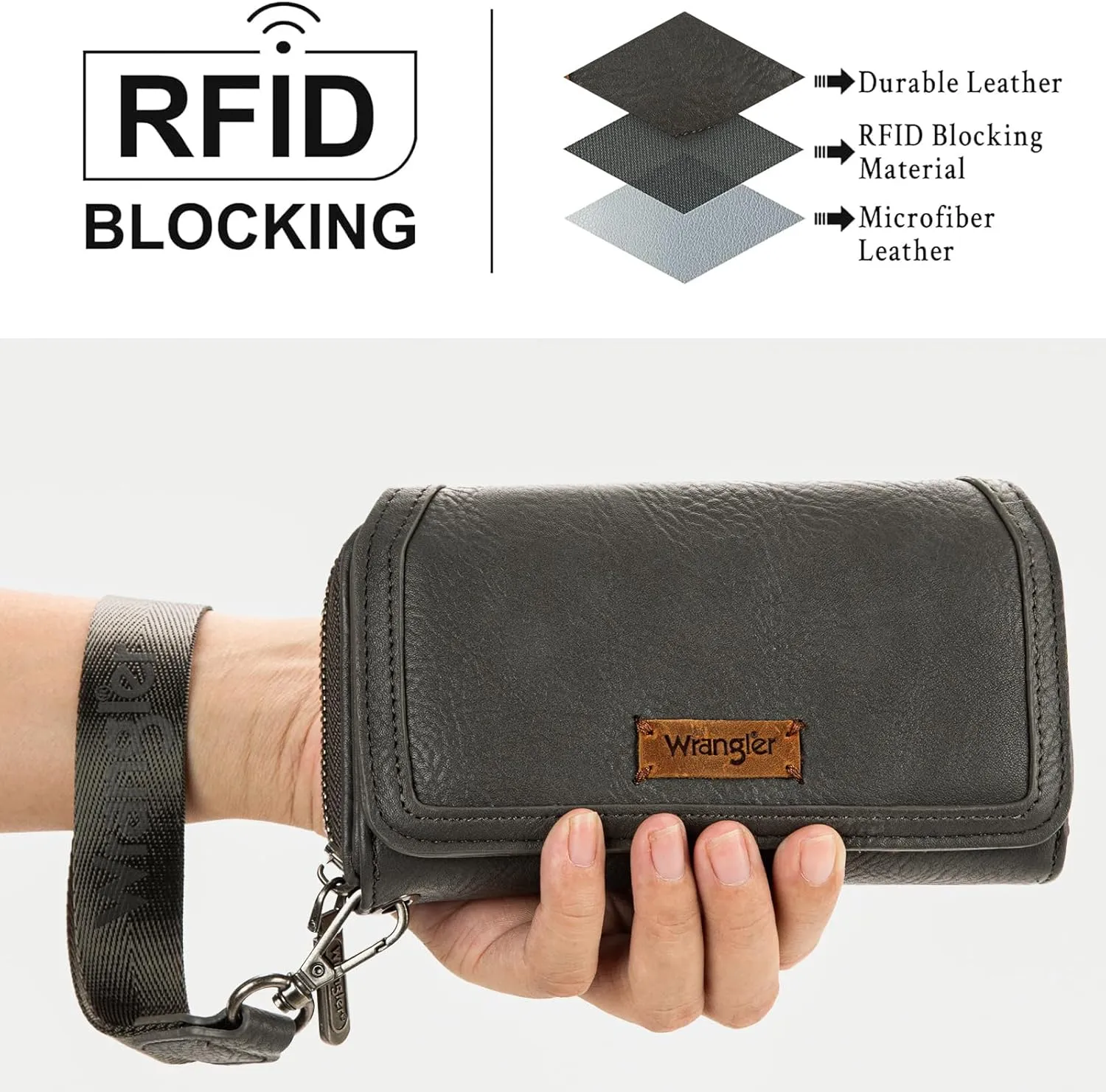 Montana West X Wrangler Wallet Purse for Women Minimalist Wristlet Wallet with RFID Blocking Credit Card Holder