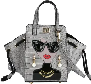 Novelty Unique 3D Lady Face PU Leather Top Handle Satchel Handbags for Women Funky Tote Purse Hobo Crossbody Shoulder bags