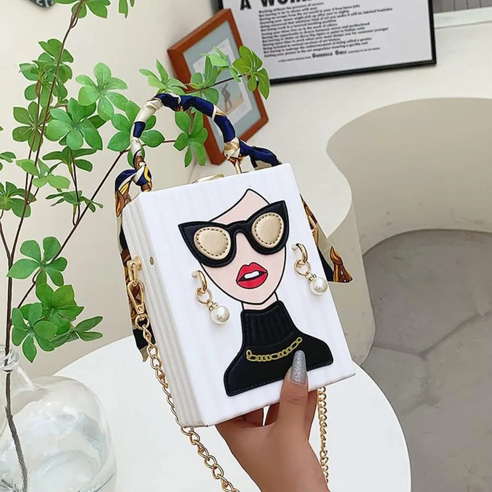 Novelty Unique 3D Lady Face PU Leather Top Handle Satchel Handbags for Women Funky Tote Purse Hobo Crossbody Shoulder bags