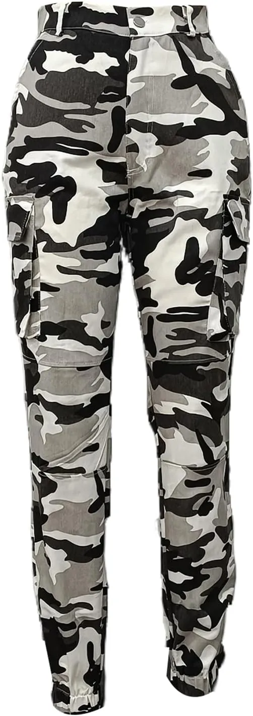 NRTHYE Women Camo Cargo Pants Camouflage Sweatpants Joggers Casual Army Fatigue Pants