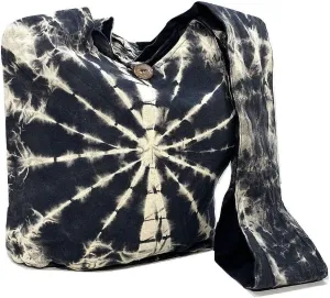 Original Collections Black and White Tie Dye Crossbody Shoulder Bag Large