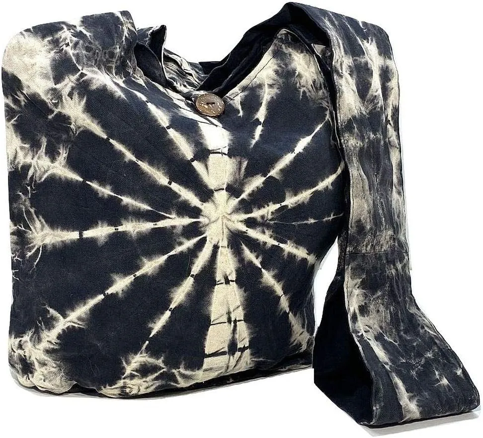 Original Collections Black and White Tie Dye Crossbody Shoulder Bag Large