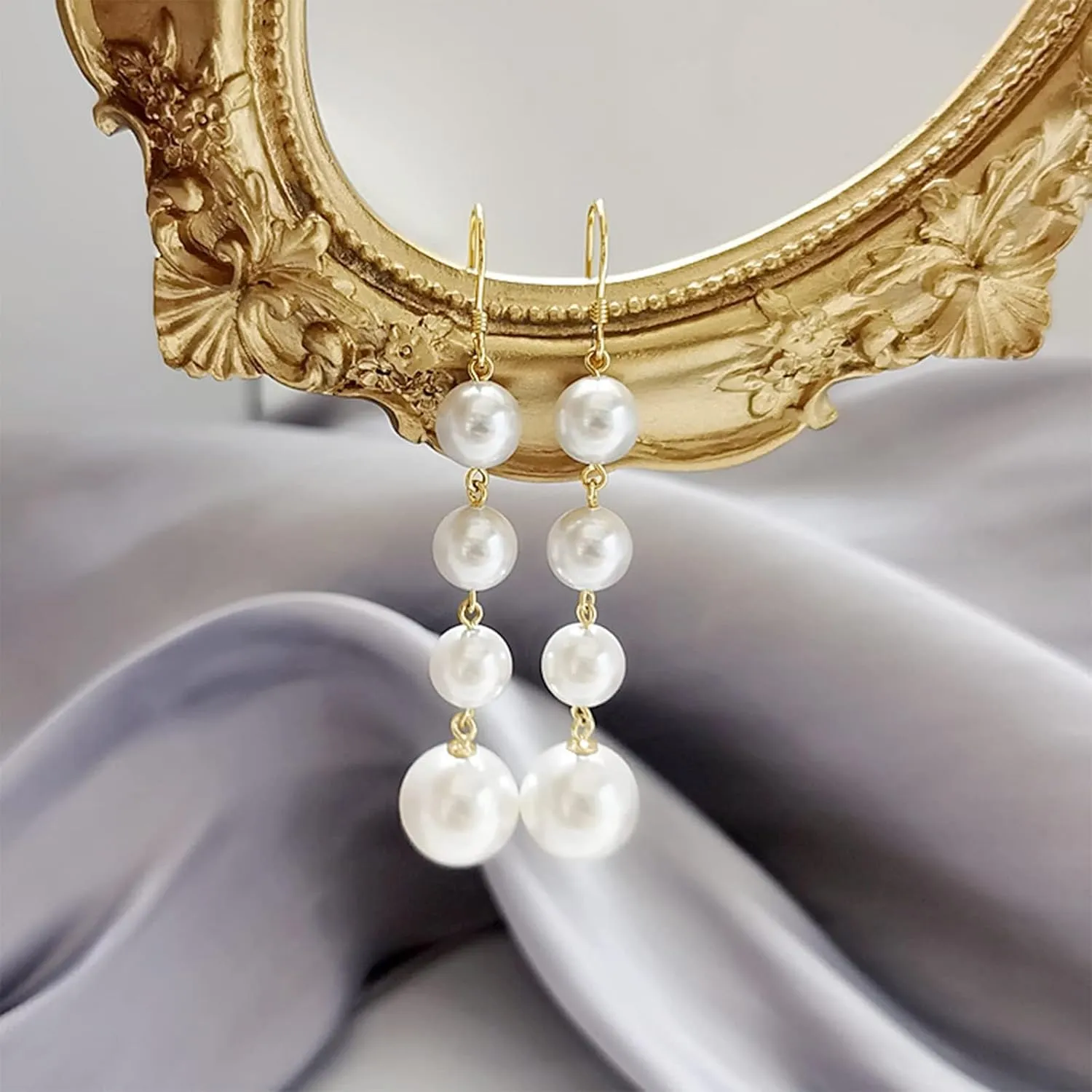 Pearl Earrings for Women Trendy Gold Baroque Pearl Drop Earrings Long Tassel Pearls Dangle Earring Wedding Jewelry Gifts