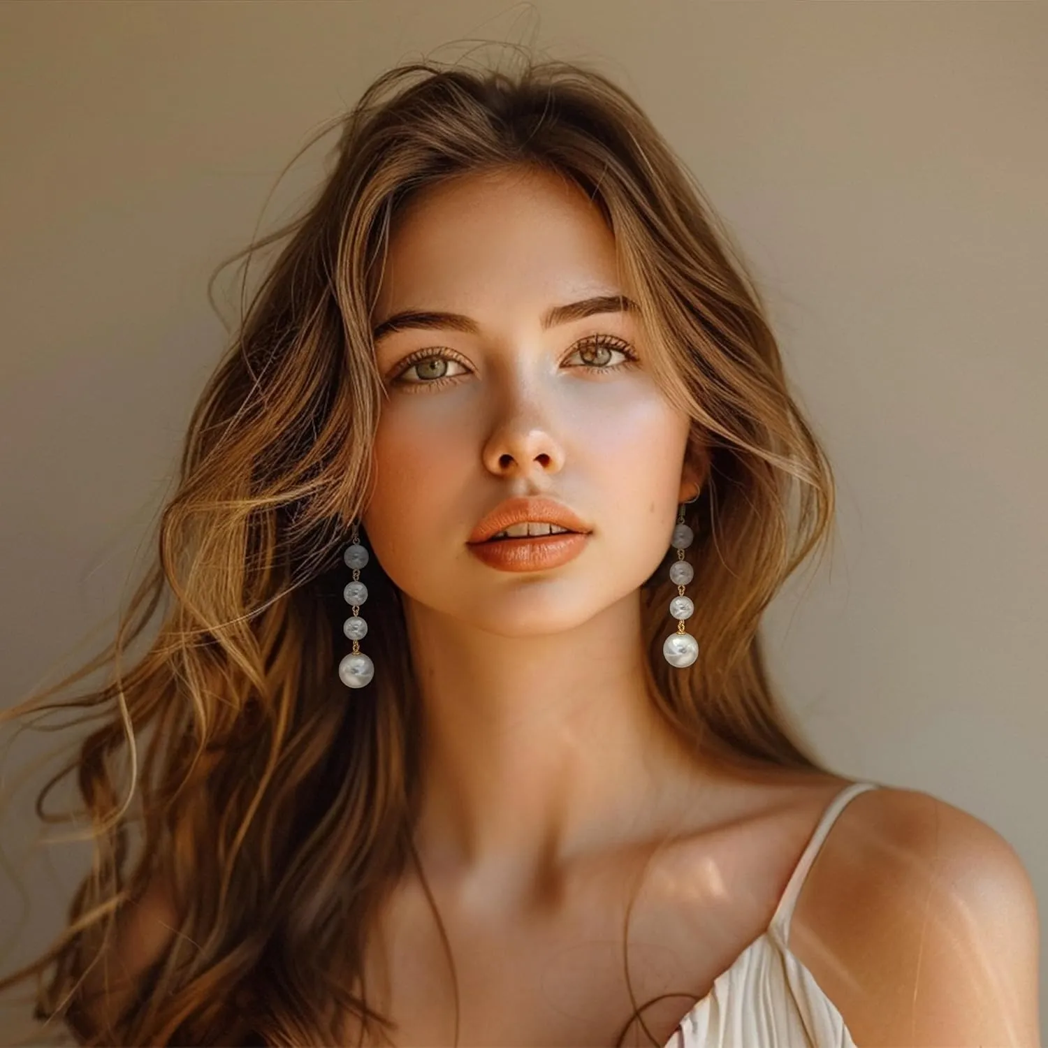 Pearl Earrings for Women Trendy Gold Baroque Pearl Drop Earrings Long Tassel Pearls Dangle Earring Wedding Jewelry Gifts