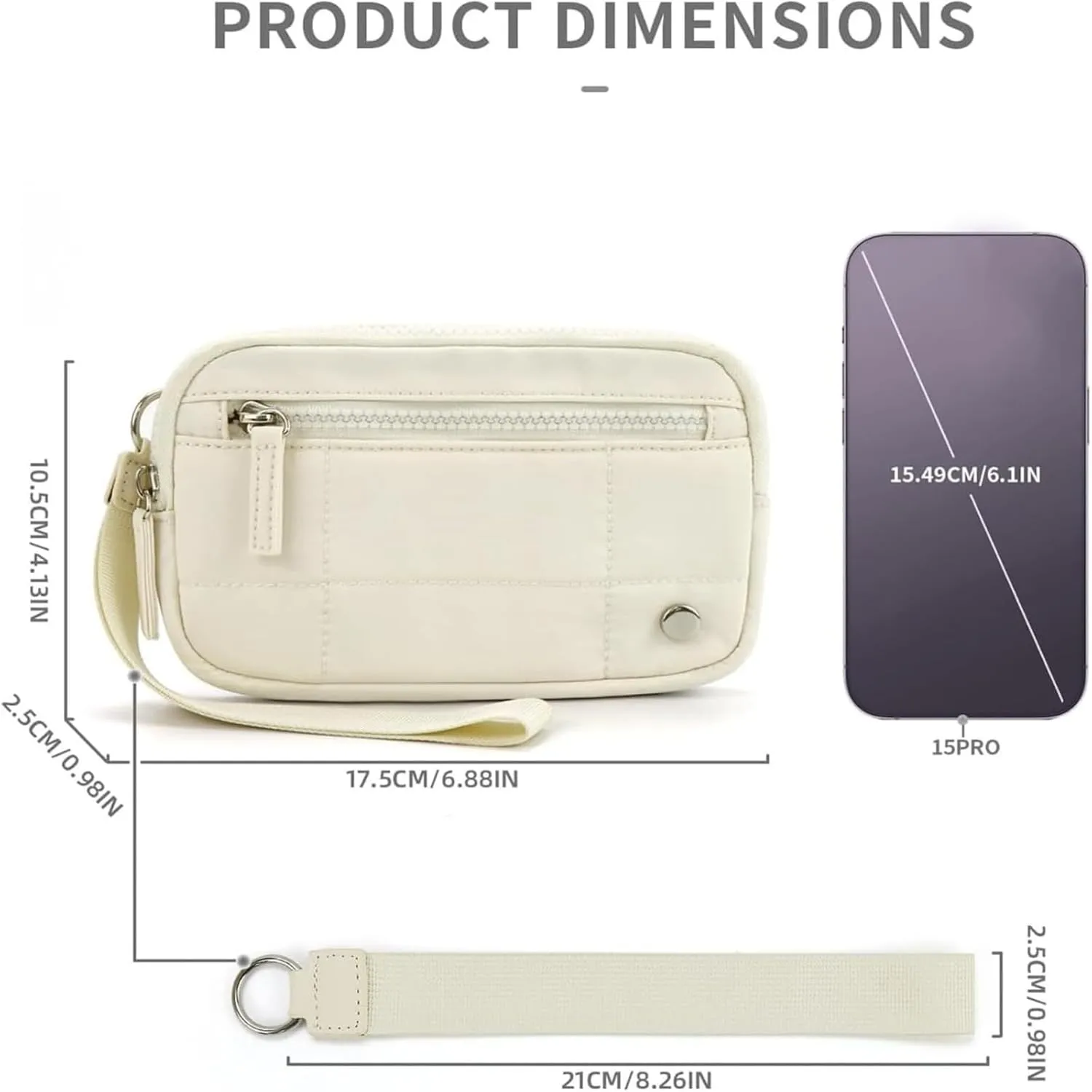 Puffer Wristlet Wallet Fits Phone, Nylon Quilted Purse, Essential Wristlet Wallets, Pouch Wallet with 3 Zipper