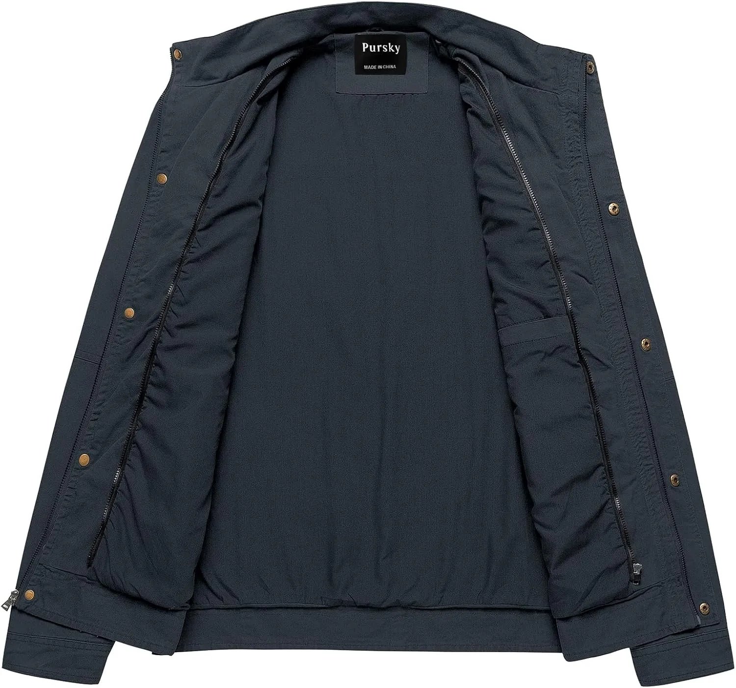 Pursky Men's Military Jacket Casual Washed Cotton Hooded Canvas Coat Fall Coat
