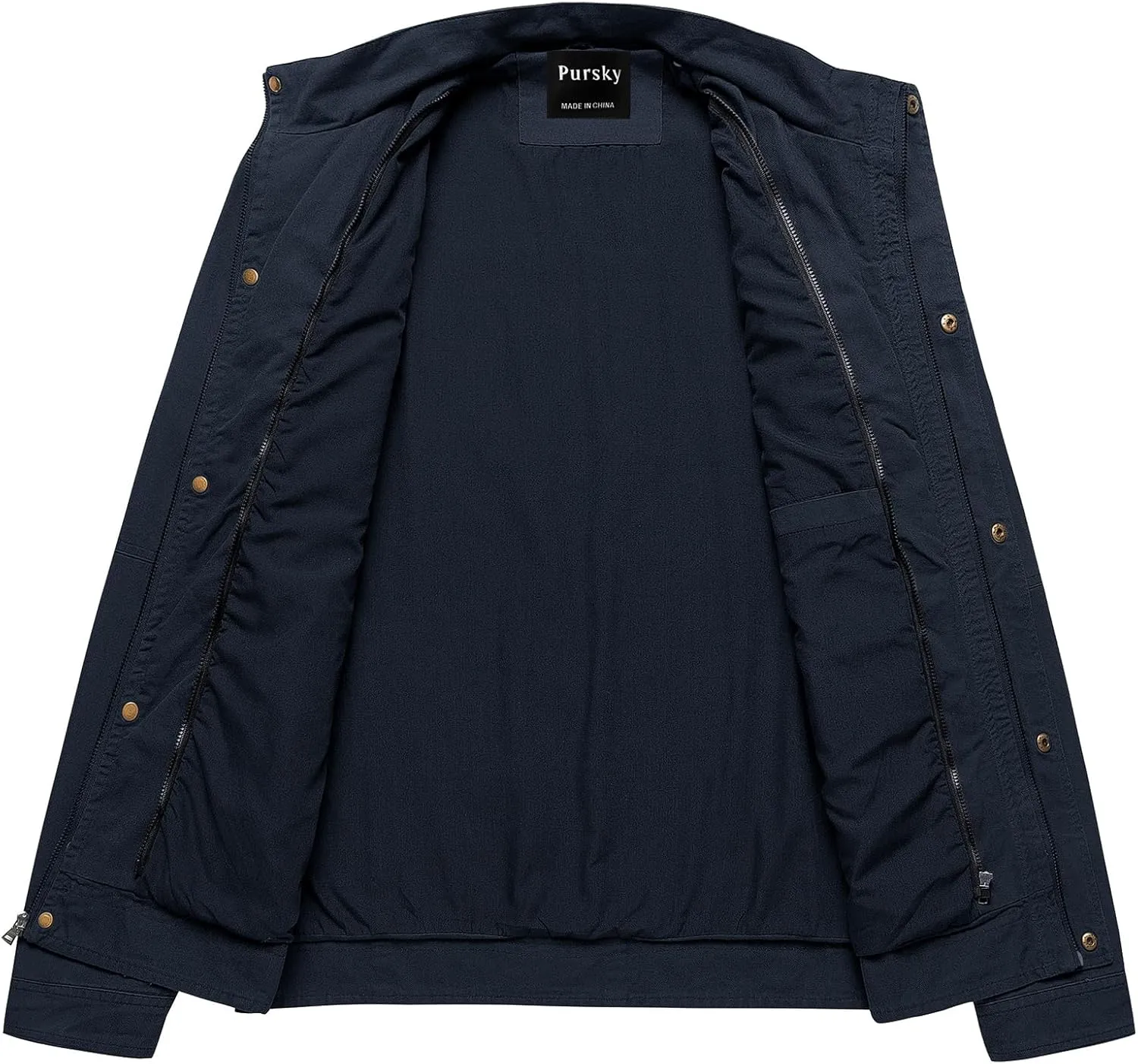 Pursky Men's Military Jacket Casual Washed Cotton Hooded Canvas Coat Fall Coat