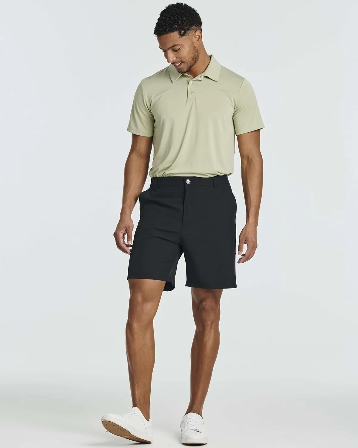 Real Essentials 3 Pack: Mens 7" Golf Shorts Pockets - Flat Front Casual Work Workout Active Hiking Sport