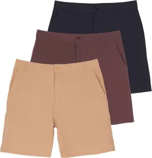 Real Essentials 3 Pack: Mens 7" Golf Shorts Pockets - Flat Front Casual Work Workout Active Hiking Sport