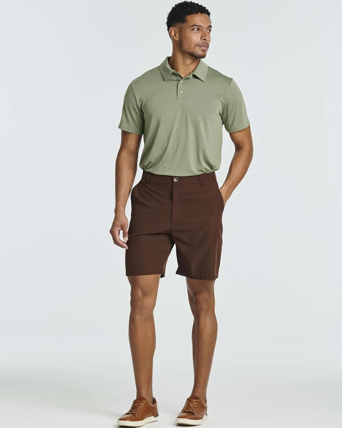 Real Essentials 3 Pack: Mens 7" Golf Shorts Pockets - Flat Front Casual Work Workout Active Hiking Sport