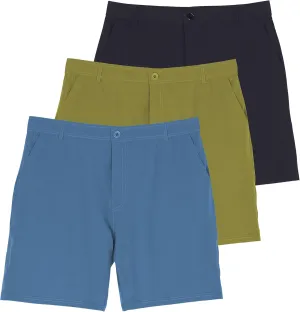 Real Essentials 3 Pack: Mens 7" Golf Shorts Pockets - Flat Front Casual Work Workout Active Hiking Sport