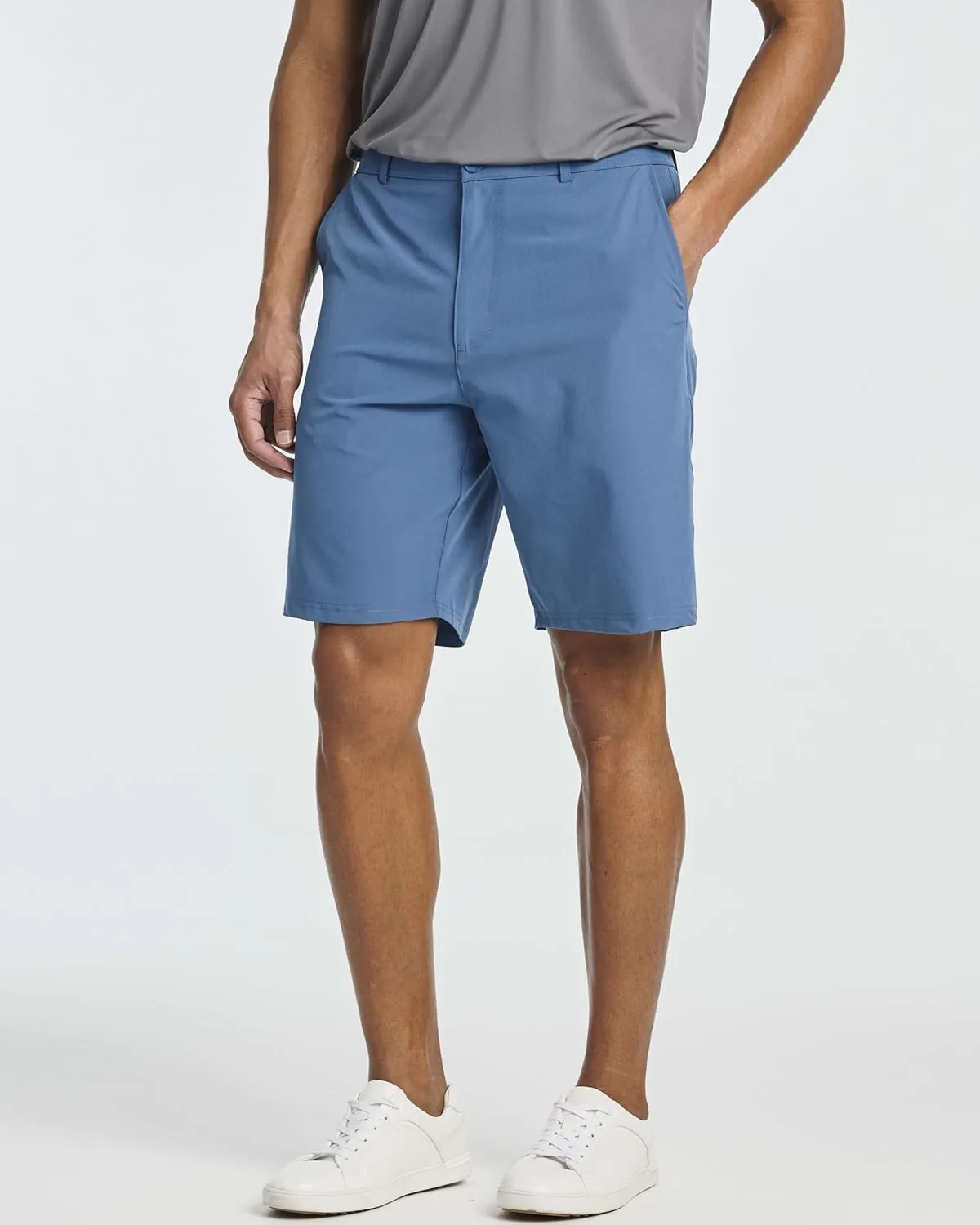 Real Essentials 3 Pack: Mens 9" Golf Shorts Pockets - Flat Front Casual Work Workout Active Hiking Sport