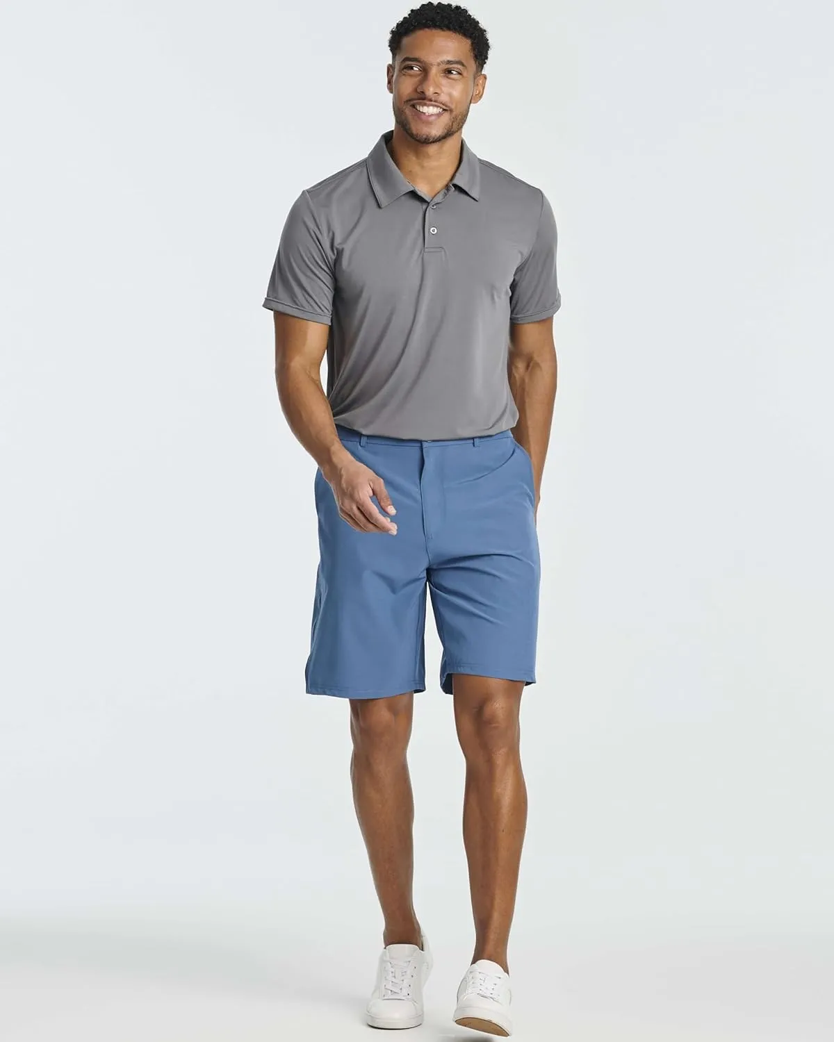 Real Essentials 3 Pack: Mens 9" Golf Shorts Pockets - Flat Front Casual Work Workout Active Hiking Sport