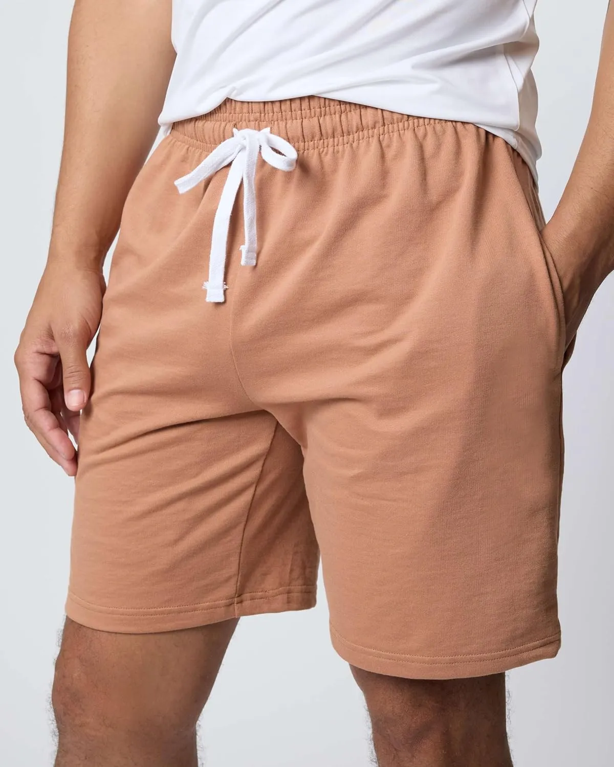 Real Essentials 3 Pack: Men's Cotton 9" French Terry Casual Lounge Sweat Shorts with Pockets (Available in Big & Tall)