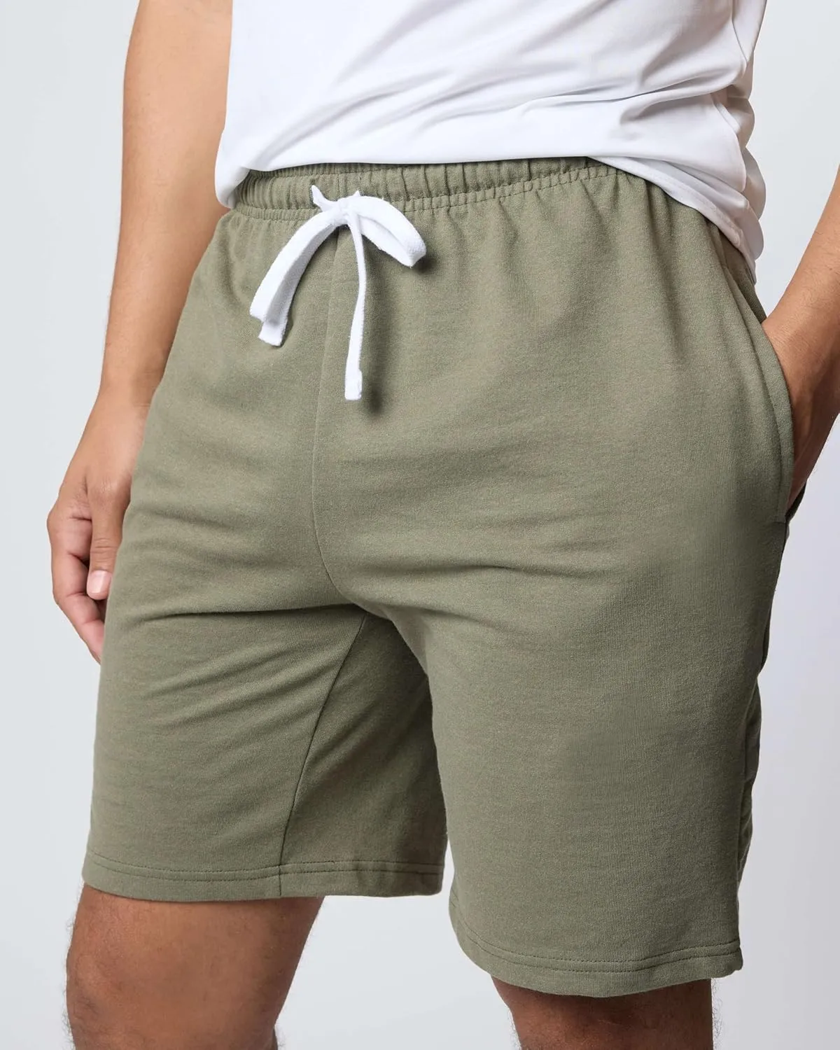 Real Essentials 3 Pack: Men's Cotton 9" French Terry Casual Lounge Sweat Shorts with Pockets (Available in Big & Tall)