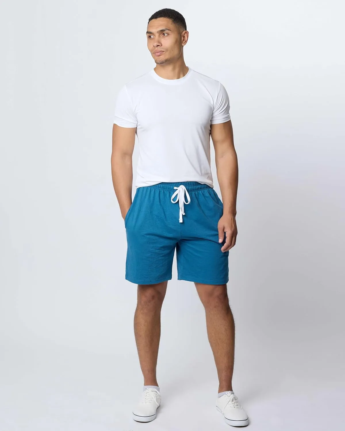 Real Essentials 3 Pack: Men's Cotton 9" French Terry Casual Lounge Sweat Shorts with Pockets (Available in Big & Tall)