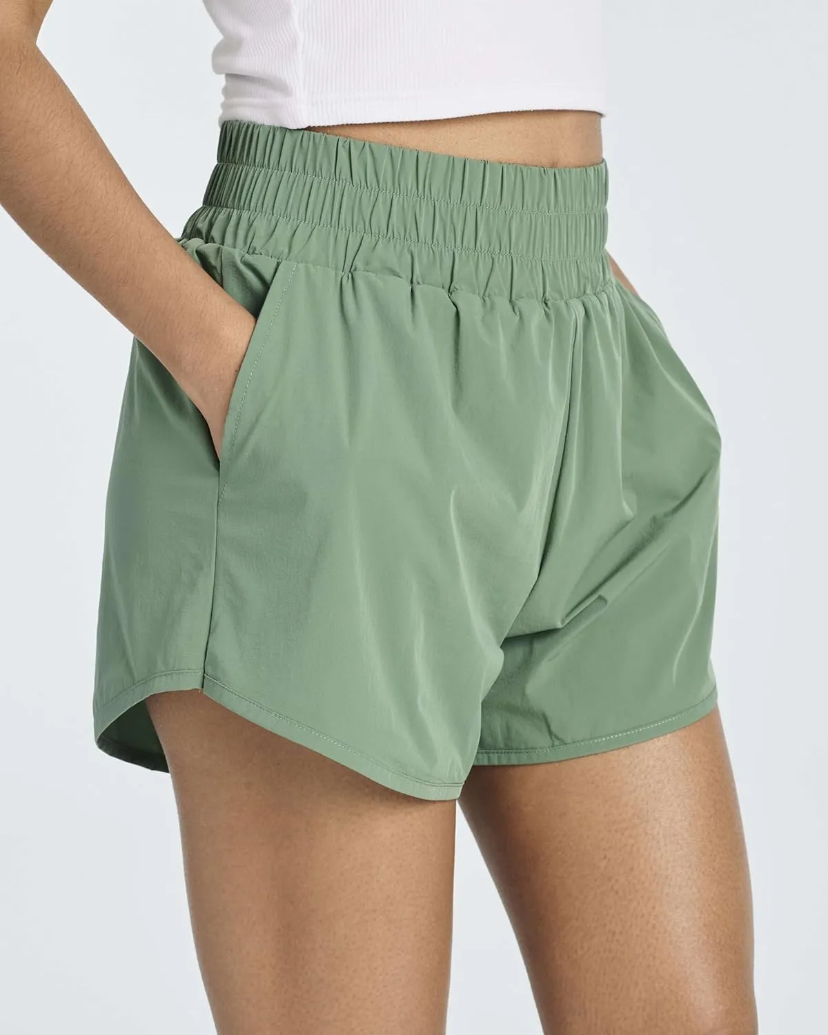 Real Essentials 4 Pack Women's 2.5'' High Waisted Running Shorts with Liner - Quick Dry, Dry Fit, Gym Workout