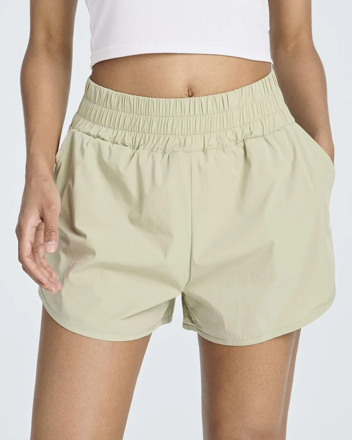 Real Essentials 4 Pack Women's 2.5'' High Waisted Running Shorts with Liner - Quick Dry, Dry Fit, Gym Workout