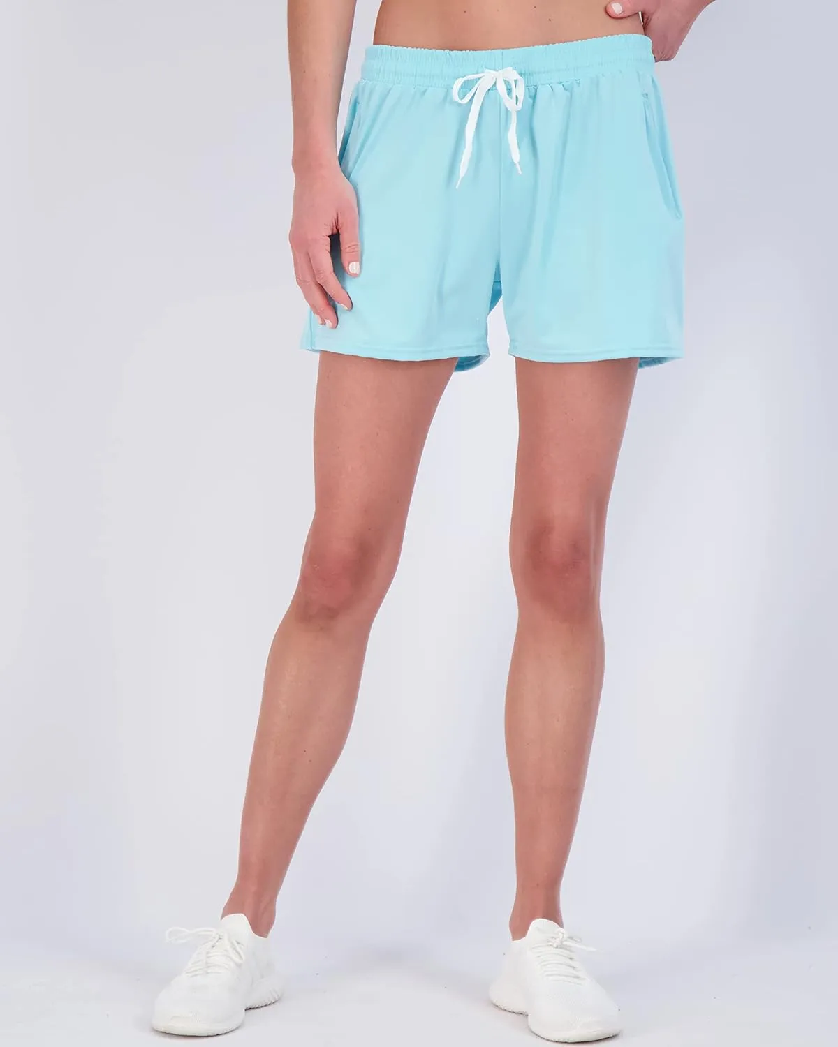 Real Essentials 4 Pack: Womens Athletic Dry-Fit Lounge Shorts with Zipper Pockets (Available in Plus Size)