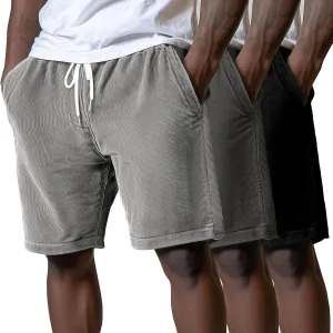 Riyiper 3 Pack Men's Corduroy Shorts L-5XL Big and Tall Drawstring Elastic Waist Pockets Loose Fit Casual 2025 Summer